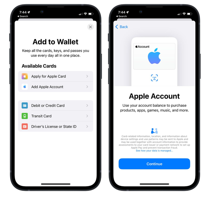 高密苹果手机维修分享iOS 15.5钱包App如何添加 Apple 账户 
